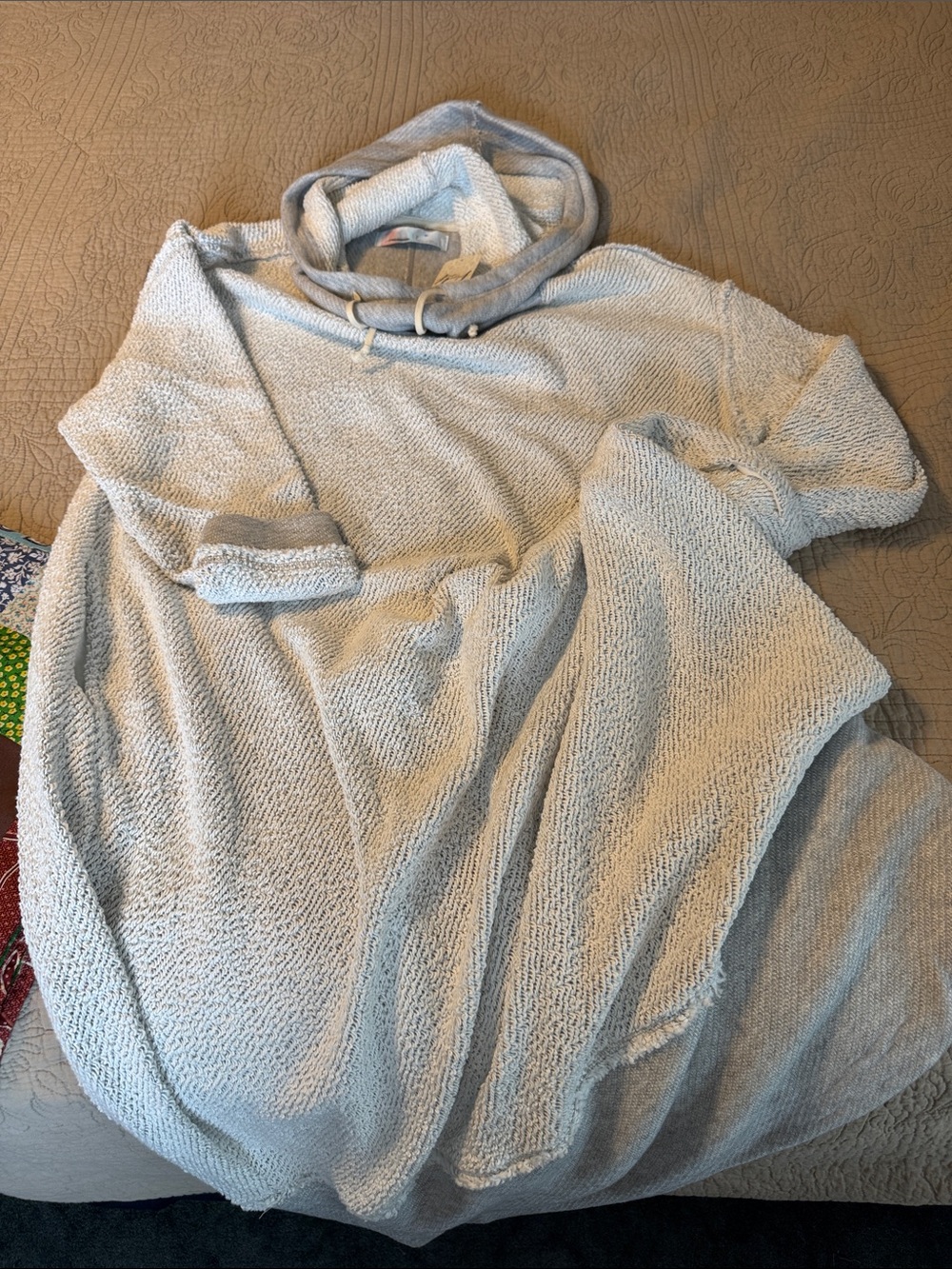 Free People Light Gray Hooded Women's long Robe/beach cover up oversized small